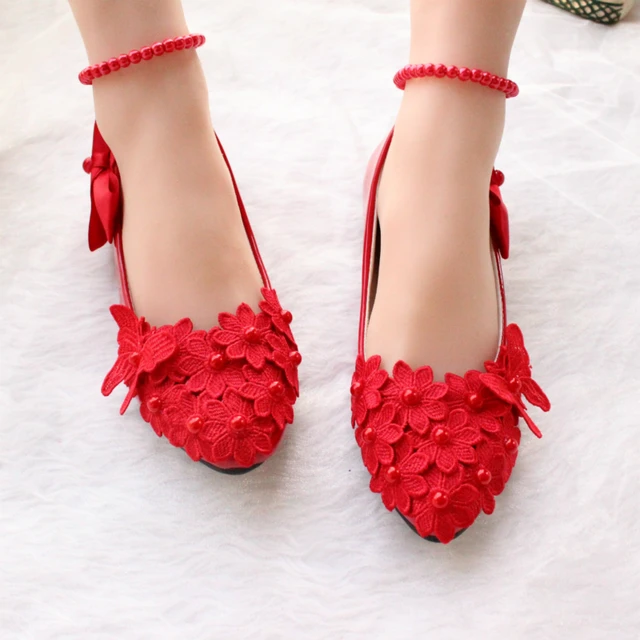 2017 hecho a mano de las mujeres zapatos rojos de la boda zapatos de