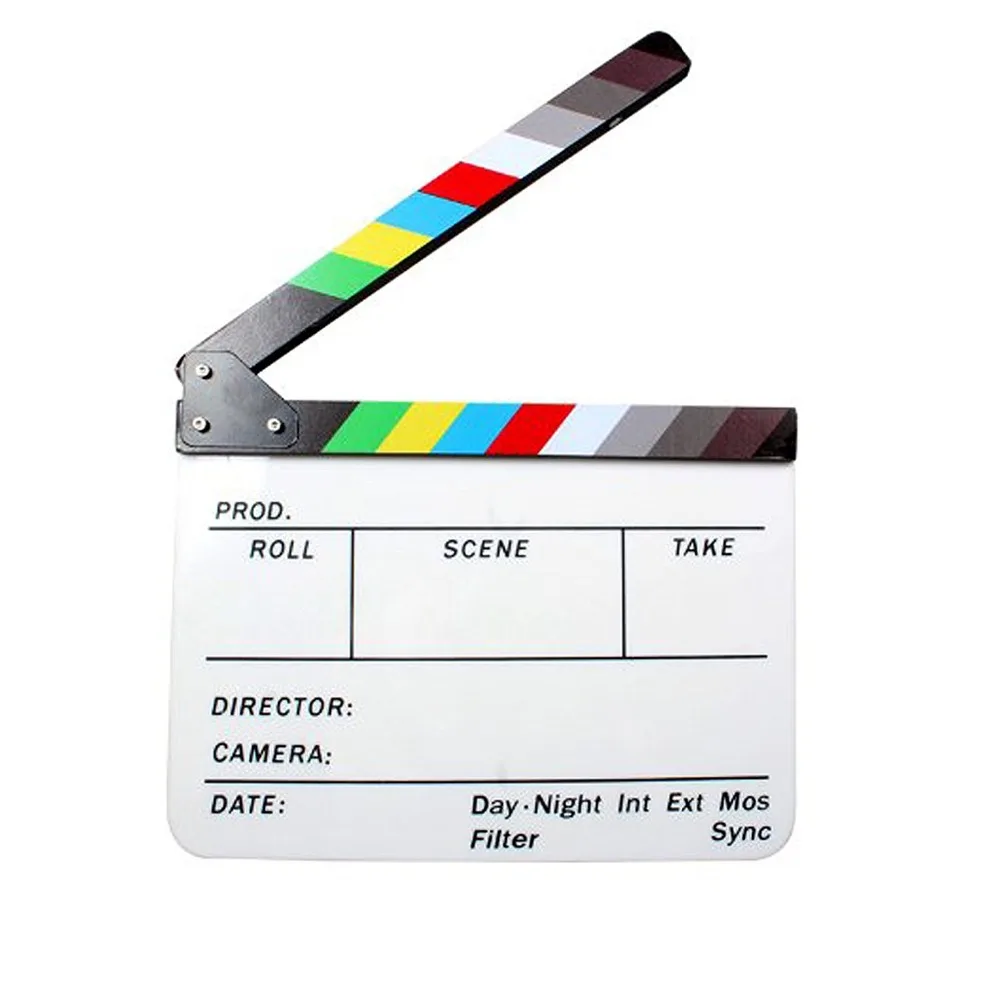 

ASHANKS Colorful Clapper Board Clapboard Acrylic Dry Erase Director TV Movie Film Action Slate Clap Handmade Cut Prop free ship