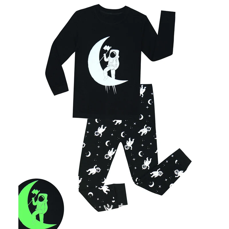 SAILEROAD/футболка для мальчиков светящиеся пижамы с рисунком «снежинки» для детей; пижамный комплект из хлопка, Детская Пижама для детей Домашняя одежда с длинными рукавами для детей для девочек для сна; детская пижама с принтом - Цвет: 0078 same photo