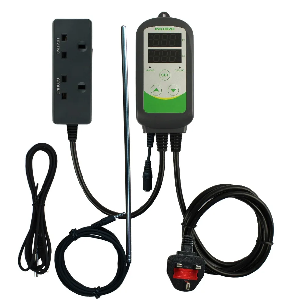 

Inkbird ITC-308S UK plug + Long&Short sensor Heating Cooling Thermostat for Homebrewing Fermenation, Carboy, Freezer, kegerator
