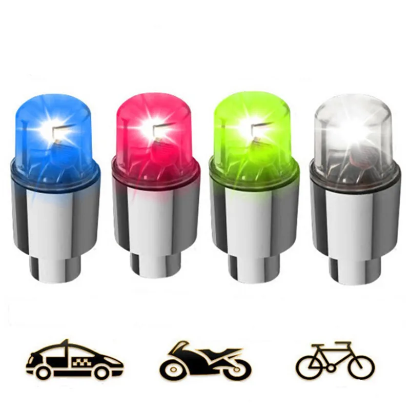 Car Valve Stems & Caps 2Pcs LED Car Bike Wheel Tire Tyre Valve Dust Cap