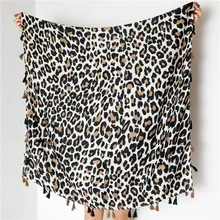 Зимняя женская леопардовая шаль из вискозы, шарф с кисточками, роскошный брендовый шарф, плотный теплый шарф, бандана для женщин, мусульманский шарф