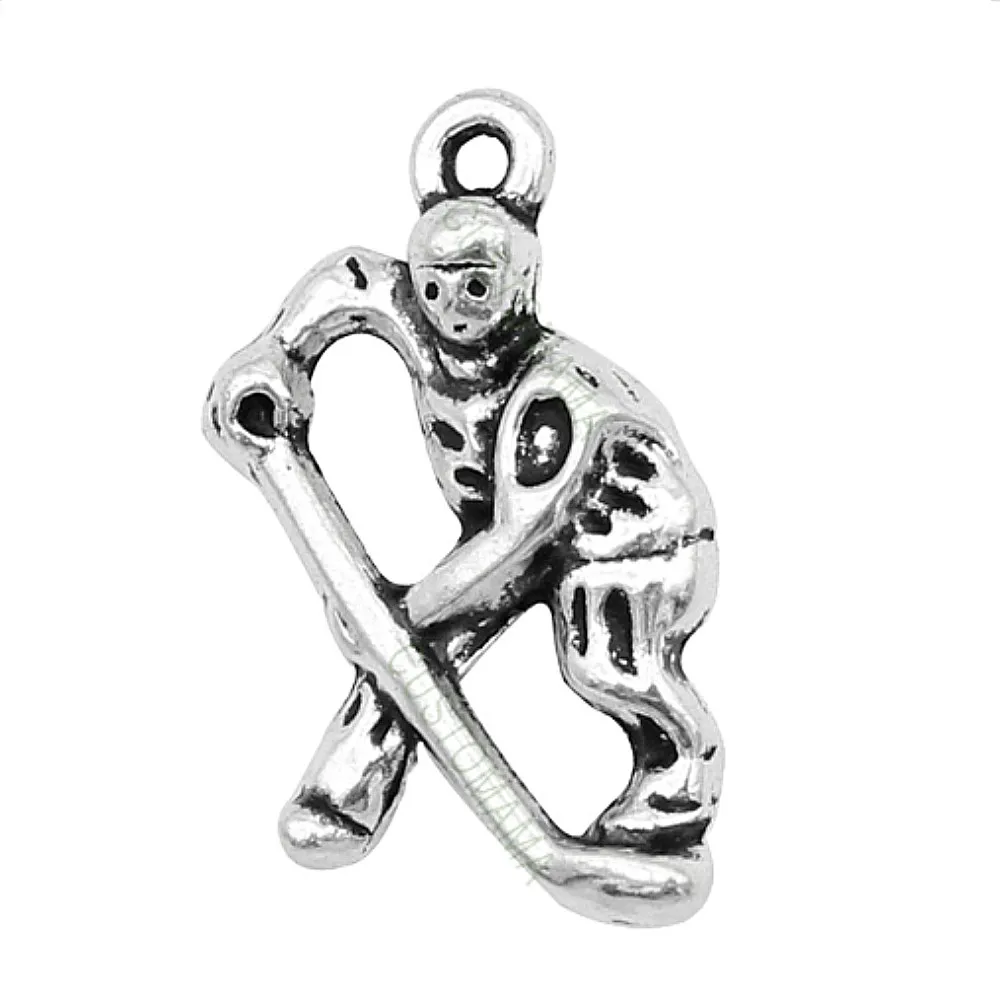 Metal hockey player charms pendants ice hockey collection jewelry for