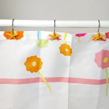 

12pcs Star Hook Sower Curtain Hooks Pentagonal Decorative Rustproof Resin Hooks Curtain Hooks Curtain Ring for Home Bathroom