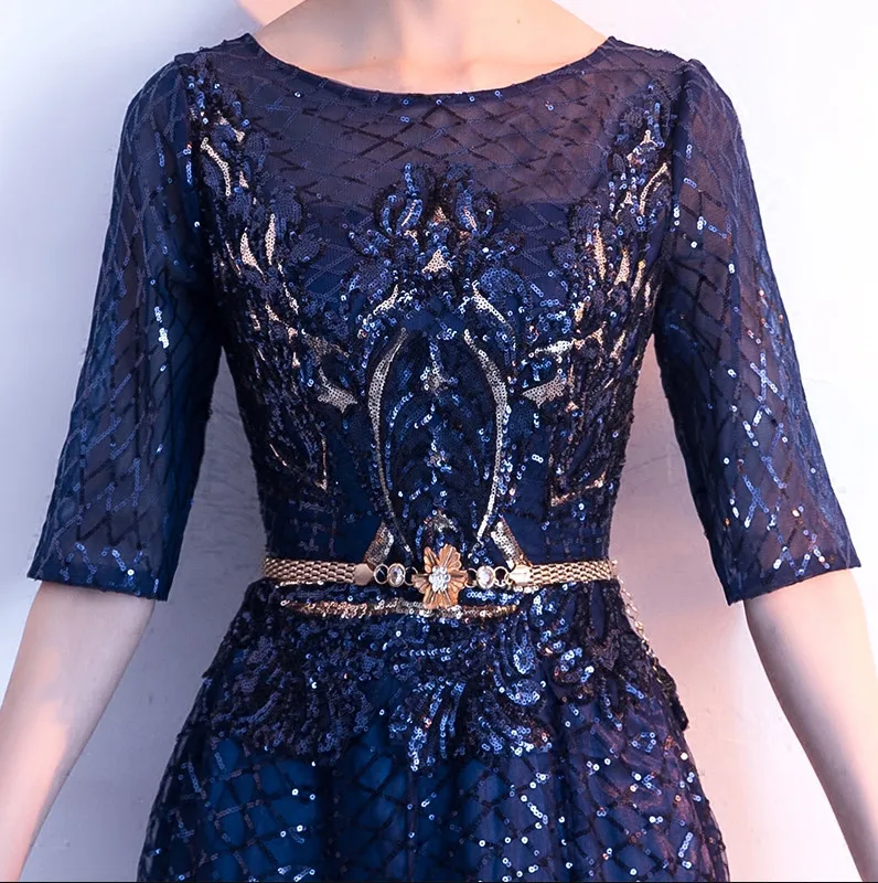 Robe De Soiree темно синее длинное вечернее платье 2020 ТРАПЕЦИЕВИДНОЕ элегантное с