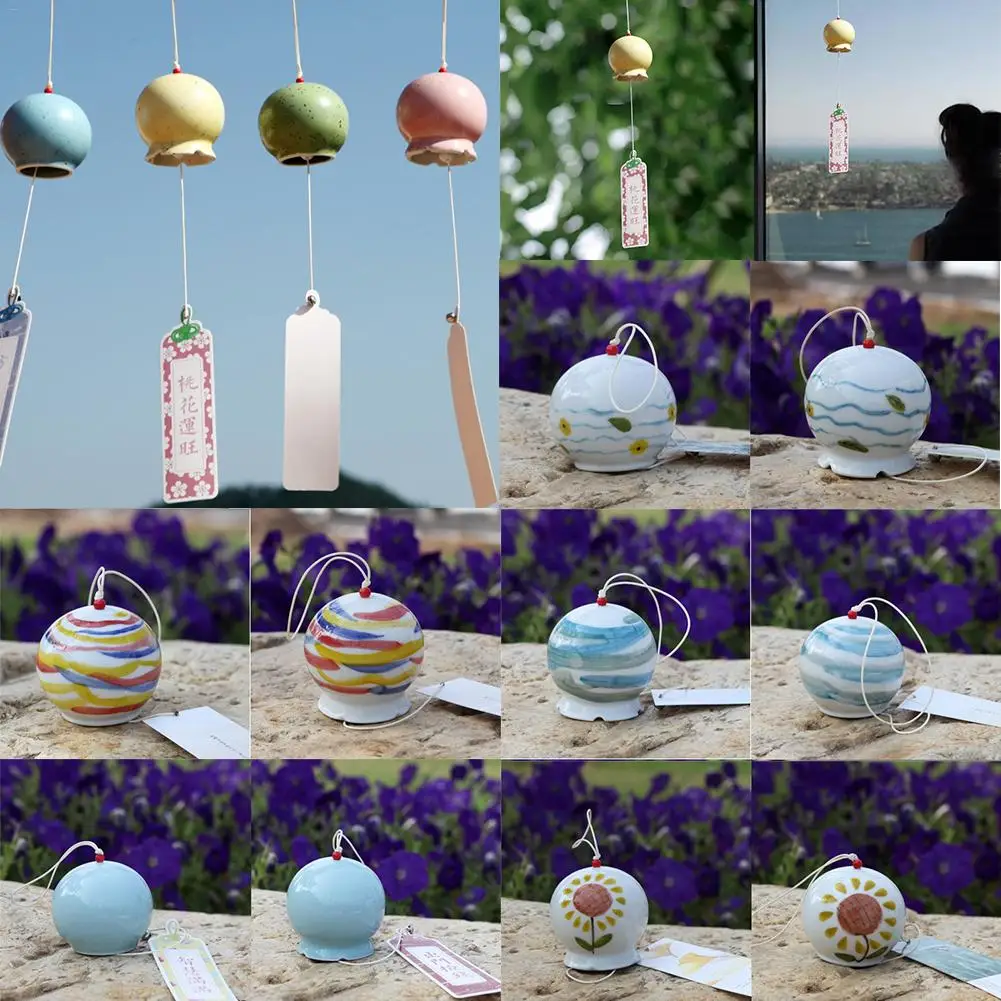 Multi Style Wind Chimes Hand Painting Ceramic Wind Chime Japanese Door