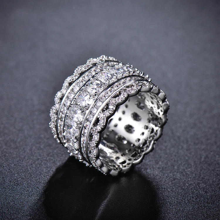 

AAA Quality Fashion 2016 New Luxury Genuine Austria Crystal Cubic Zircon Queen Ring Silver Color Wedding Jewelry for Wom