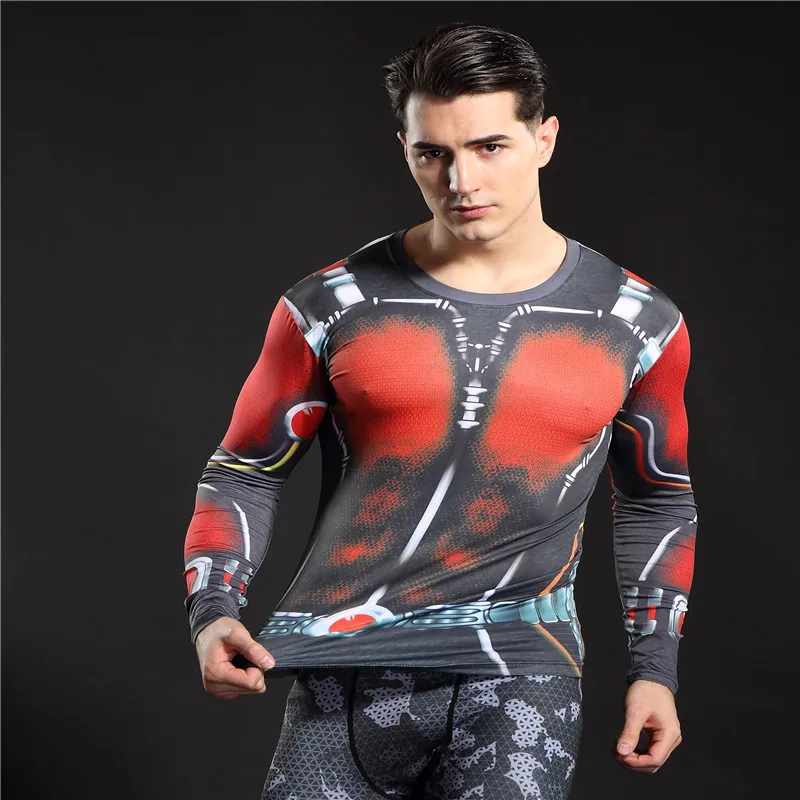 

Mens Compression Shirt Superhero Superman Capitan America Iron Man 3D T Shirt Clothing Fitness Casual Men Long sleeve T-Shirt 26