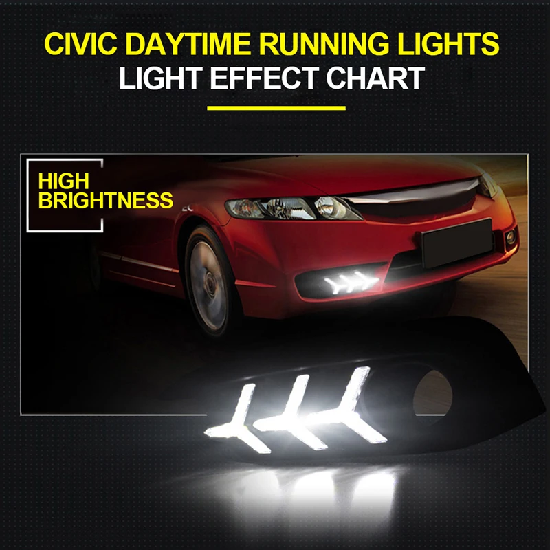 ROADOT-Car-drl-led-For-Honda-Civci-10th-2016-2017-2018-Daytime-Running-Lights-With-Fog