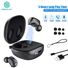 NILLKIN True беспроводные наушники TWS Bluetooth 5,0 наушники IPX5 Спортивная головка набор стерео Авто пара 5 часов воспроизведения зарядный чехол