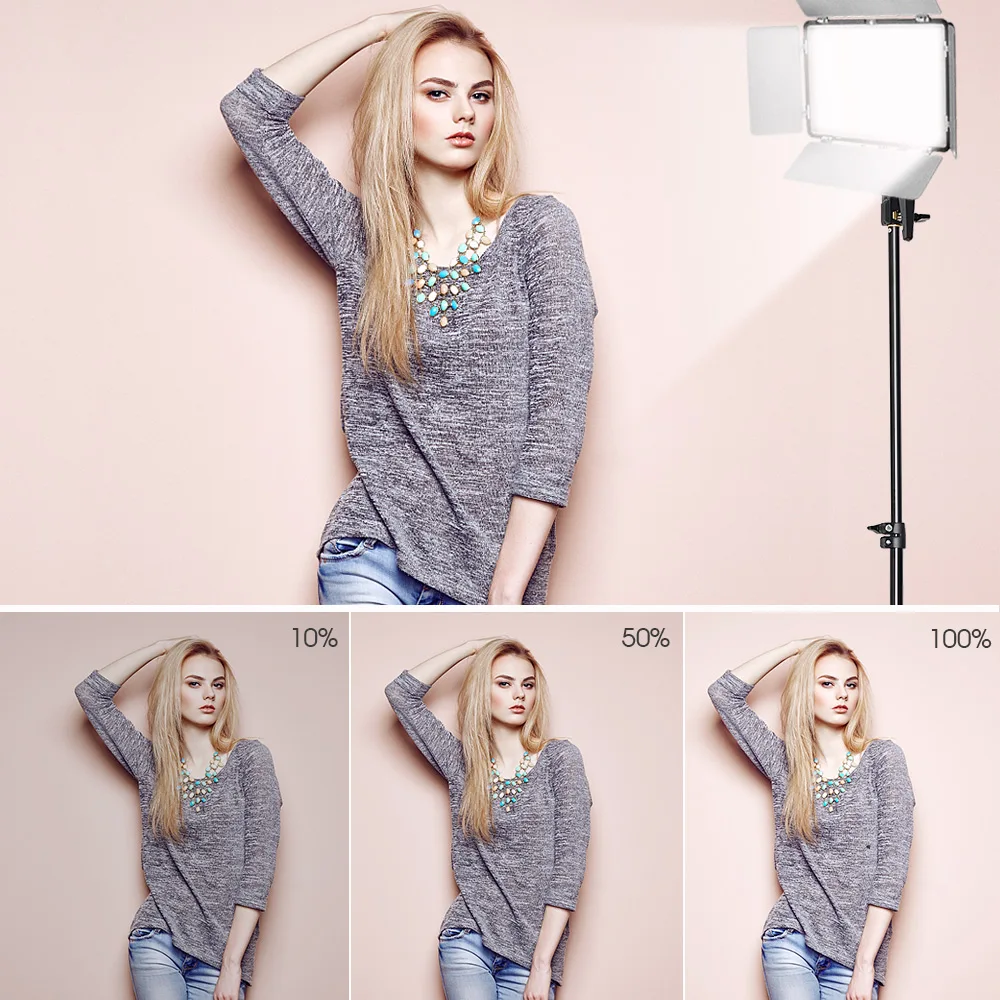  SAMTIAN 2Sets LED Video Light With Tripod Dimmable 3200-5500K 600 LEDs Panel Lamp For Studio Photo  - 32848642600