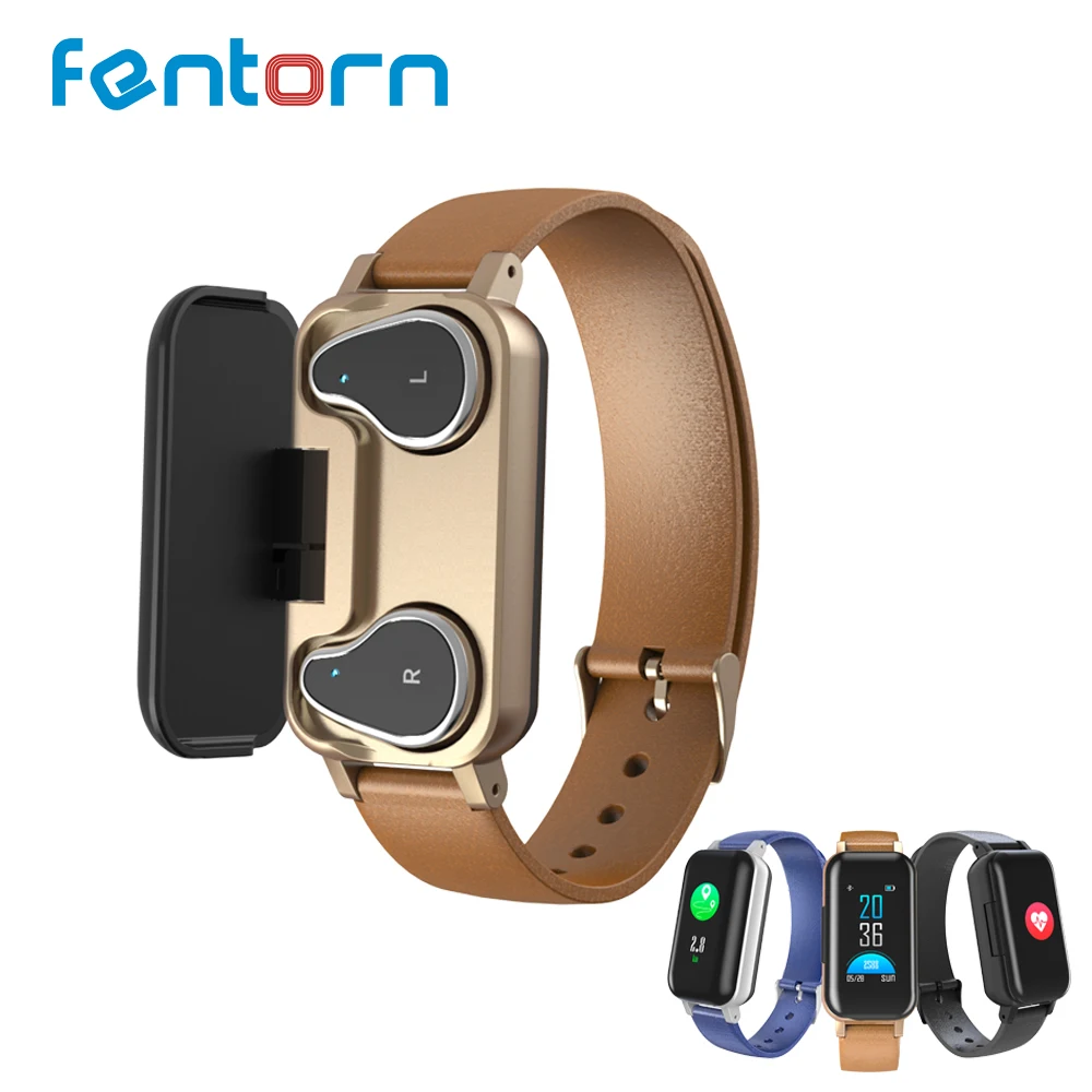 

Fentorn Smart Dual Headphone T89 Heart Rate Sport Smart Watch Men Bluetooth Music earphone Waterproof Smartwatch Standby 15 days