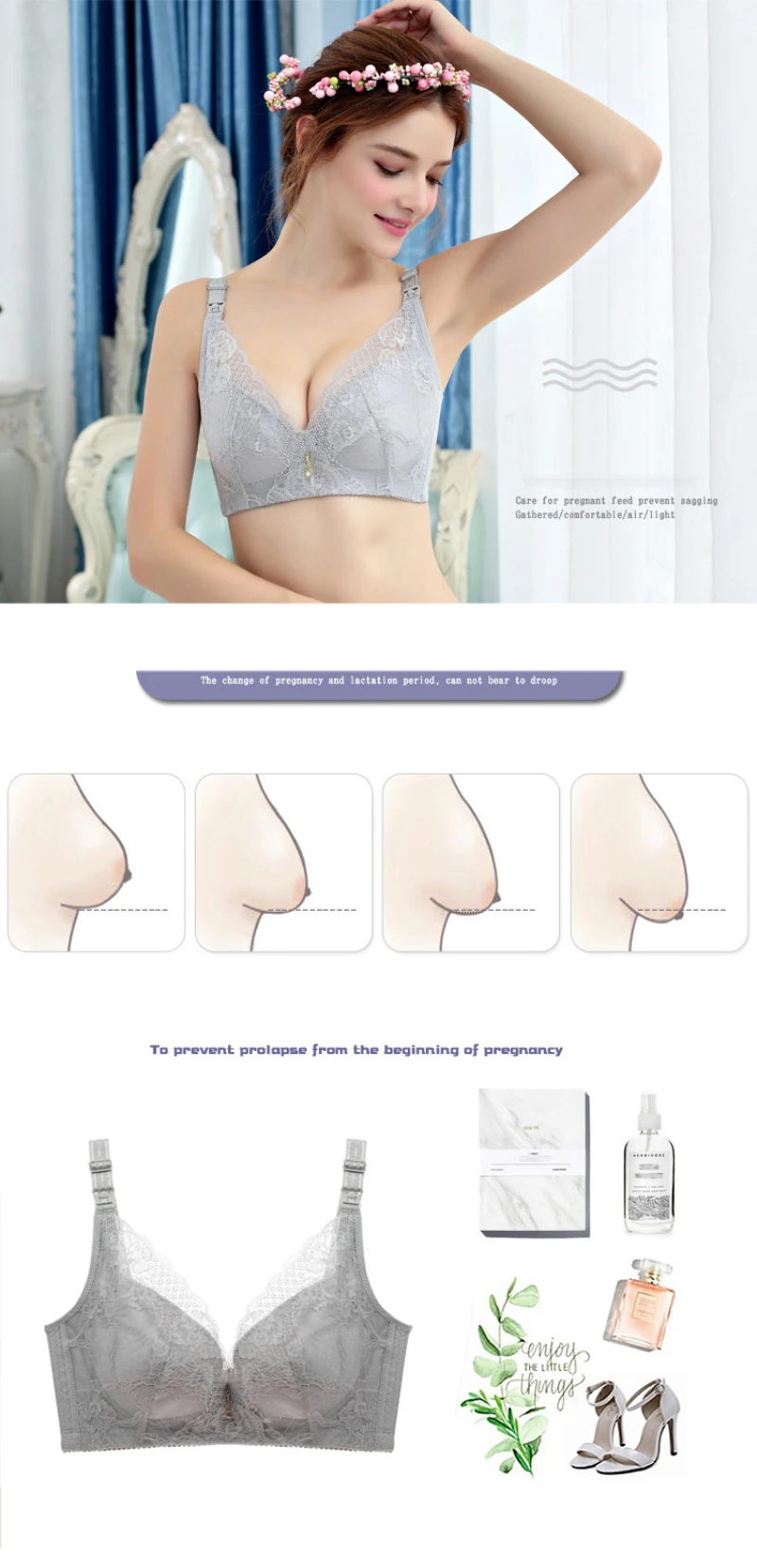 Sutiã de Enfermagem da Maternidade Empurrar para Cima d e 34 Tamanho Grande Apregies Livre Frente Aberta Rendas Sutiãs Amamentação b c -42 Sexy Roupa Interior Confortável Fio 4 Sutiãs p/ amamentação
