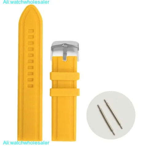 22mm Yellow Color Silicone Jelly Rubber Unisex Watch Band Straps WB1082C22JB
