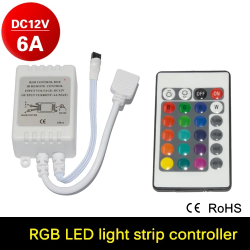 

Vacamm 24Keys LED RGB IR Remote Controller DC 12V 6A Dimmer For SMD 3528 5050 2835 3014 RGB LED Strip Wireless Controller