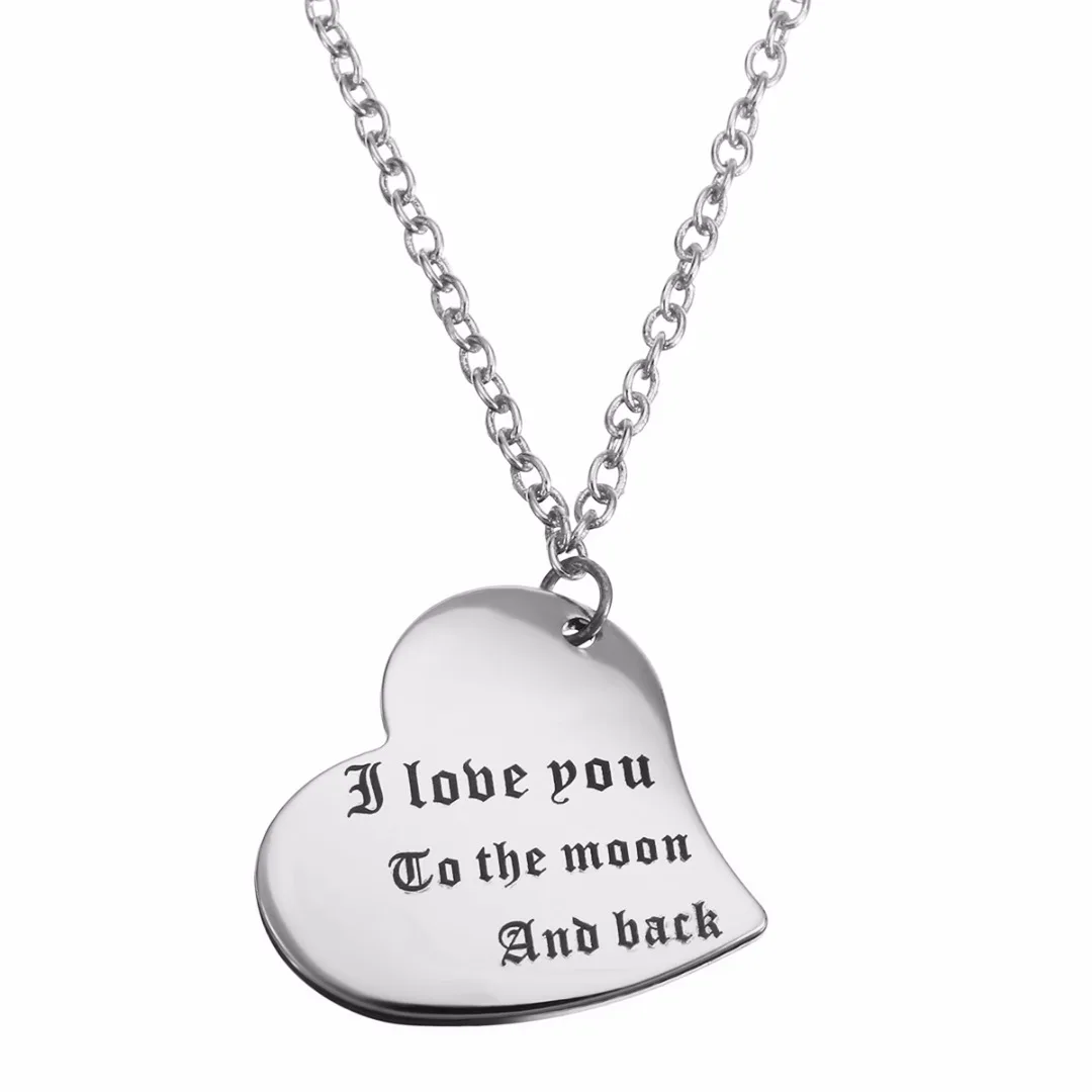 Men Women DIY Personalized Engrave Name Letter Heart Necklace Stainless Steel Jewelry Trendy Vintage Customized Gift Shellhard