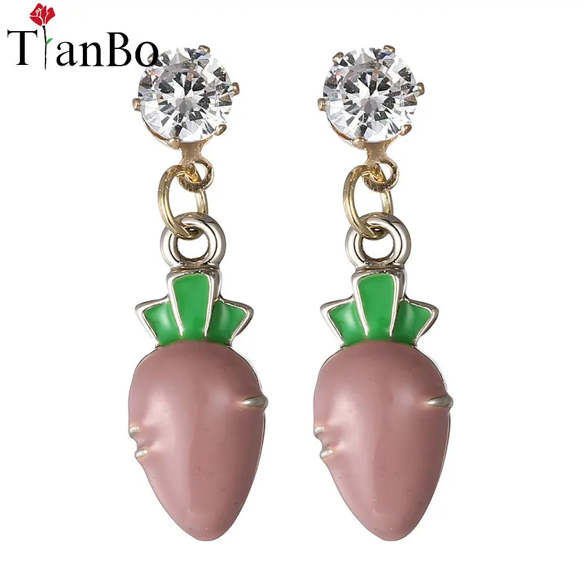 Новые Модные металлические серьги-гвоздики TianBo фарфоровые серьги с редисом