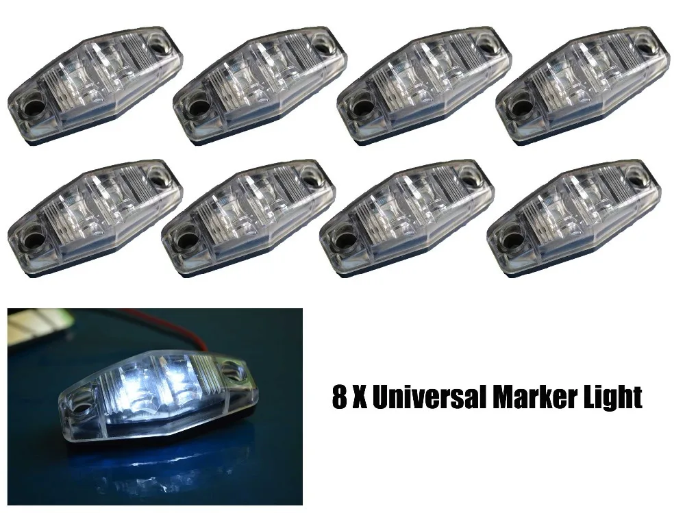 8 X 2.5 " White ECE Trailer Side Marker Lights Truck Clearance Light Waterproof RV lights