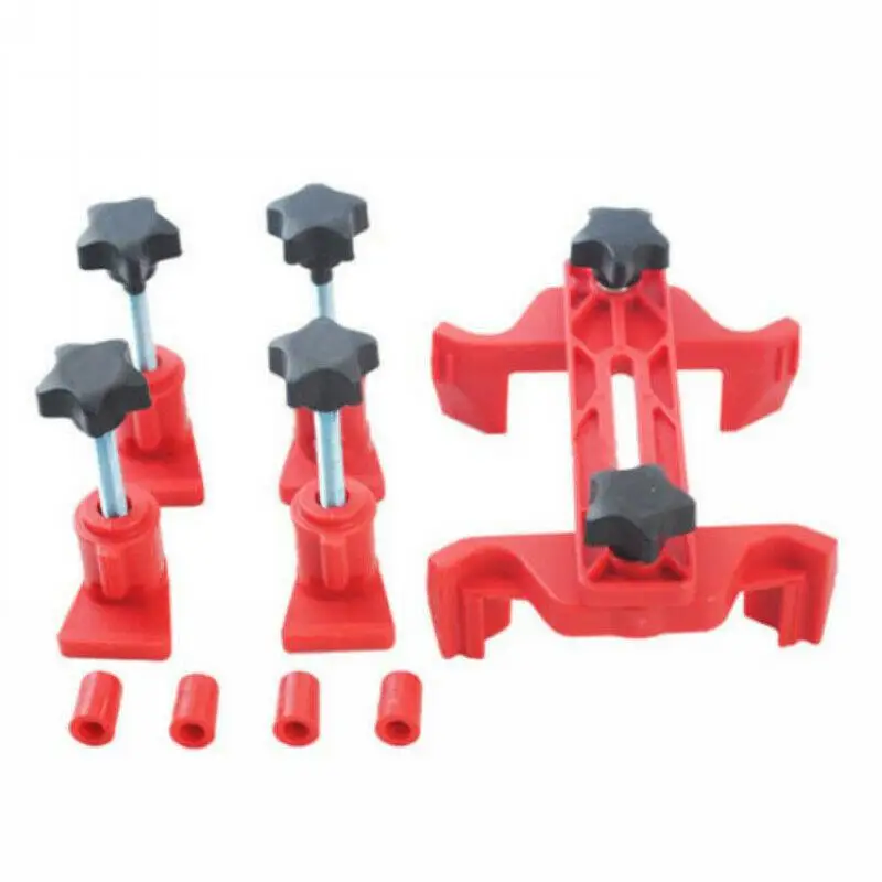 Auto Car Metal Black Plastic Herramienta de bloqueo de sincronizaci/ón del motor Dual Cam Clamp Camshaft Sprocket Gear Kit Universal Red Herramienta de sincronizaci/ón del motor