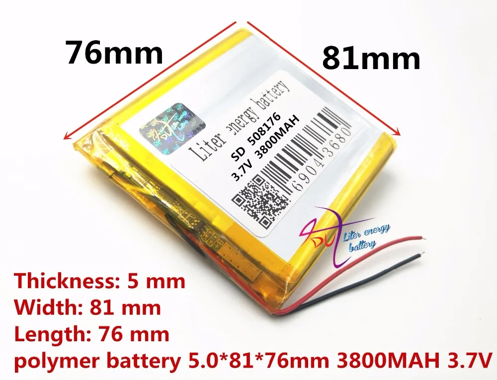 أفضل بطارية العلامة التجارية 3.7 V بطارية ليثيوم بوليمر 508176 507580 3800 MAh PC المحمول امدادات الطاقة جهاز المحمول أفضل بطارية العلامة التجارية 3.7 V بطارية ليثيوم بوليمر 508176 507580 3800 MAh PC المحمول امدادات الطاقة جهاز المحمول