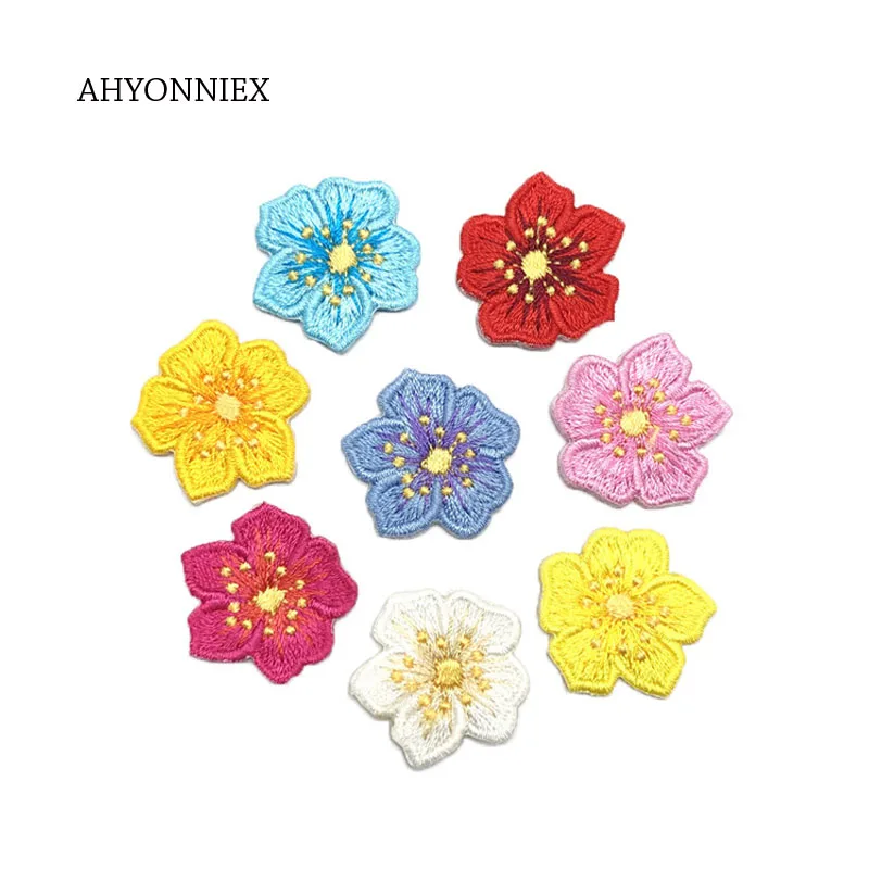 AHYONNIEX 10 шт./лот маленькие вышитые цветочные нашивки утюгом аппликация для одежды