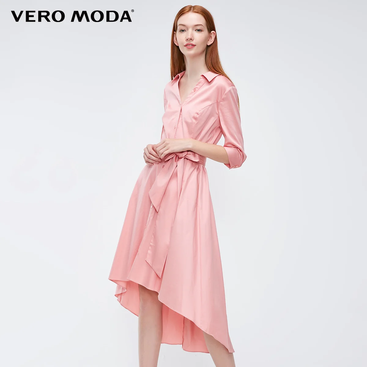 Vero Moda платье-рубашка с v-образным вырезом и рукавами три четверти | 31837C519 - Цвет: Sweet canyon rose