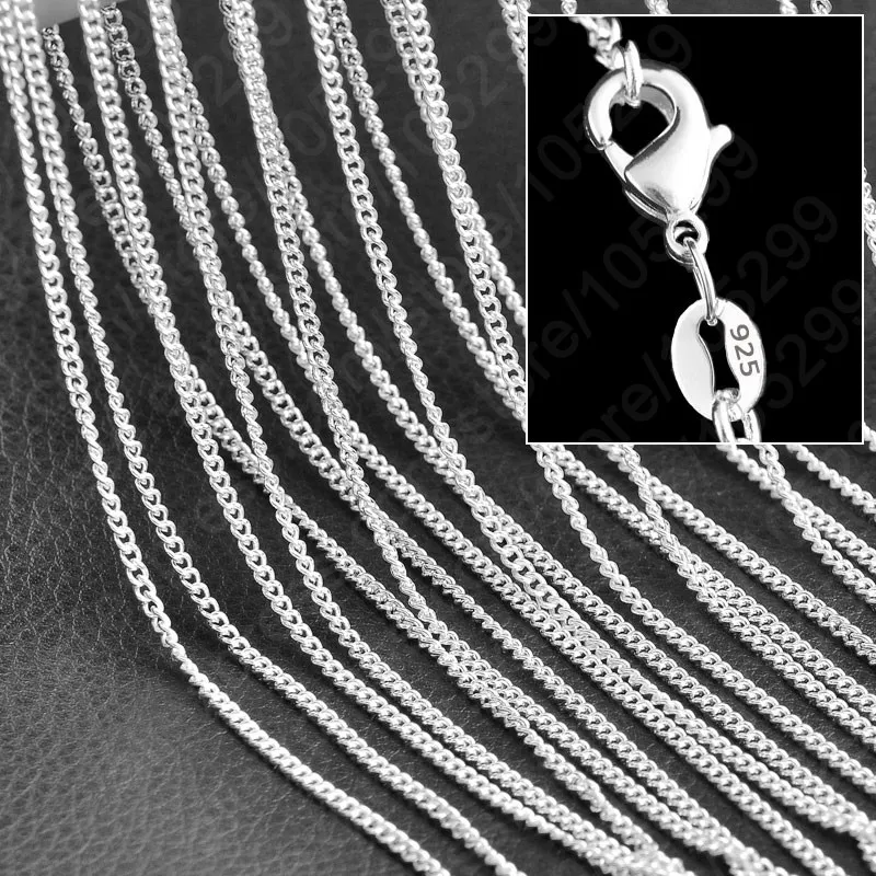 

Drop Shipping Promotion Flat Curb Chains Necklace 925 Sterling Silver Stamped Women Jewelry Choker Necklace 10pcs/lot