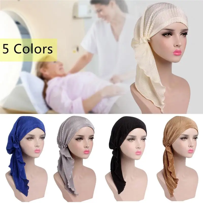

2018 New Women Head Wrap Turban Hat Elegant Satin India Cap Muslim Hairnet Chemo Cancer Cap Beanie Scarf Chemotherapy Bonnet Hat