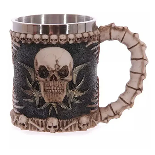 Creative Skull Beer Mug 3D Stainless Steel Silicone Water Cups Knight Travel Mugs Engraving Water Eco-friendly Skull Cups - Цвет: 3