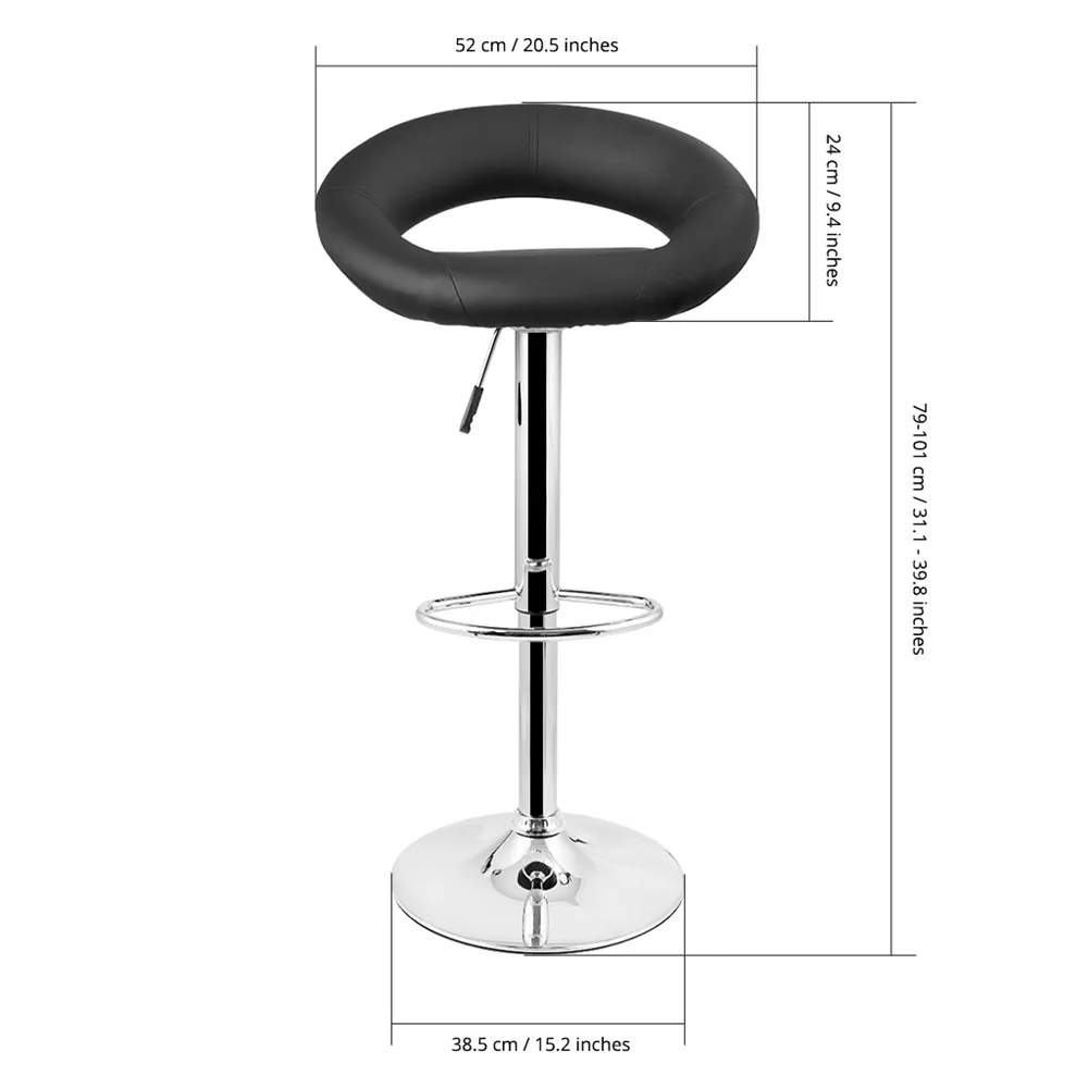 LANGRIA Set of 2 Gas Lift Height Adjustable Swivel Faux Leather Bar Stools Chairs with Crescent Shaped Backrest Bar Chairs33