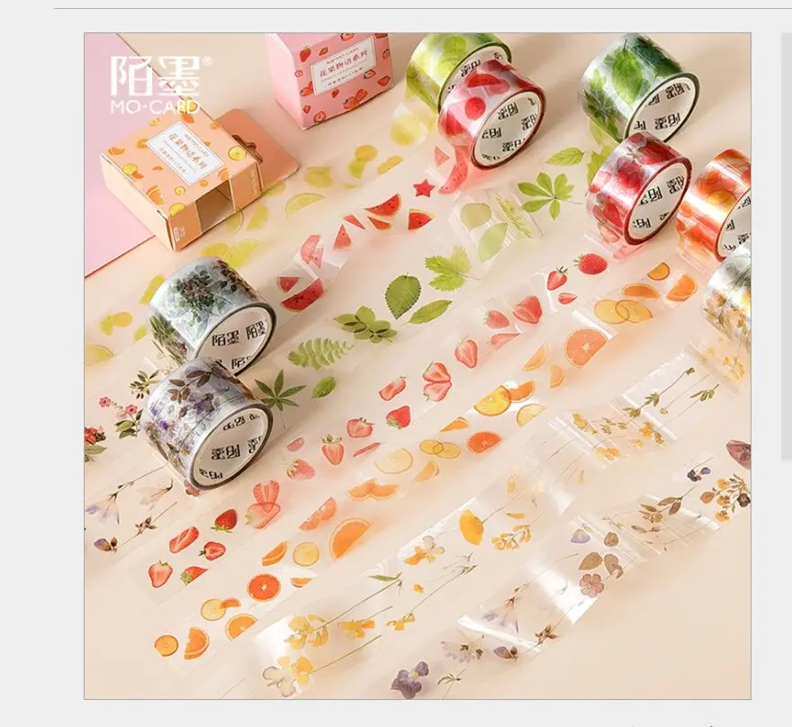 

Fresh Fruit watermelon strawberry lemon green leaf plants flower branch PET washi tape DIY planner scrapbooking masking tape