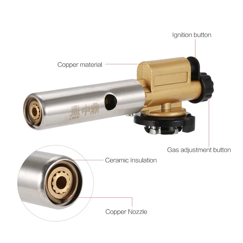 Медный огневой пистолет газовая горелка-пистолет чайник фонарь Зажигалка Авто пьезозажигание огнеметный газовый фонарь для наружного барбекю кемпинга пикника