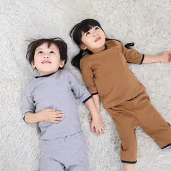 Детские пижамы детская одежда для сна детские пижамы комплекты для мальчиков и девочек одноцветное пижамы костюм хлопчатобумажные пижамы