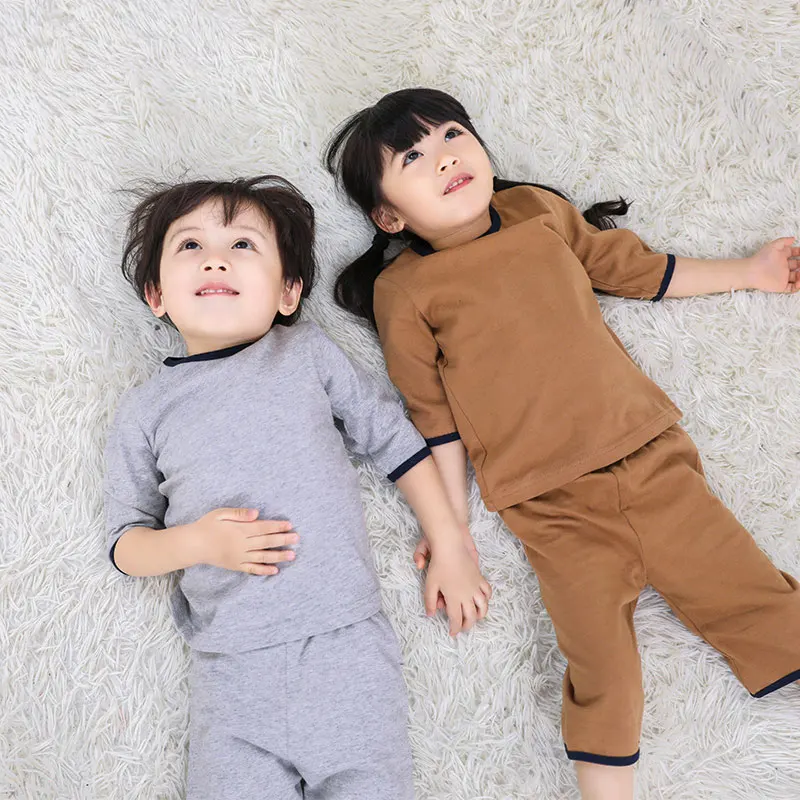 

Kids Pajamas Children Sleepwear Baby Pajamas Sets Boy Girl Solid Pyjamas Pijamas Suit Cotton Nightwear Boy Homewear Long Johns