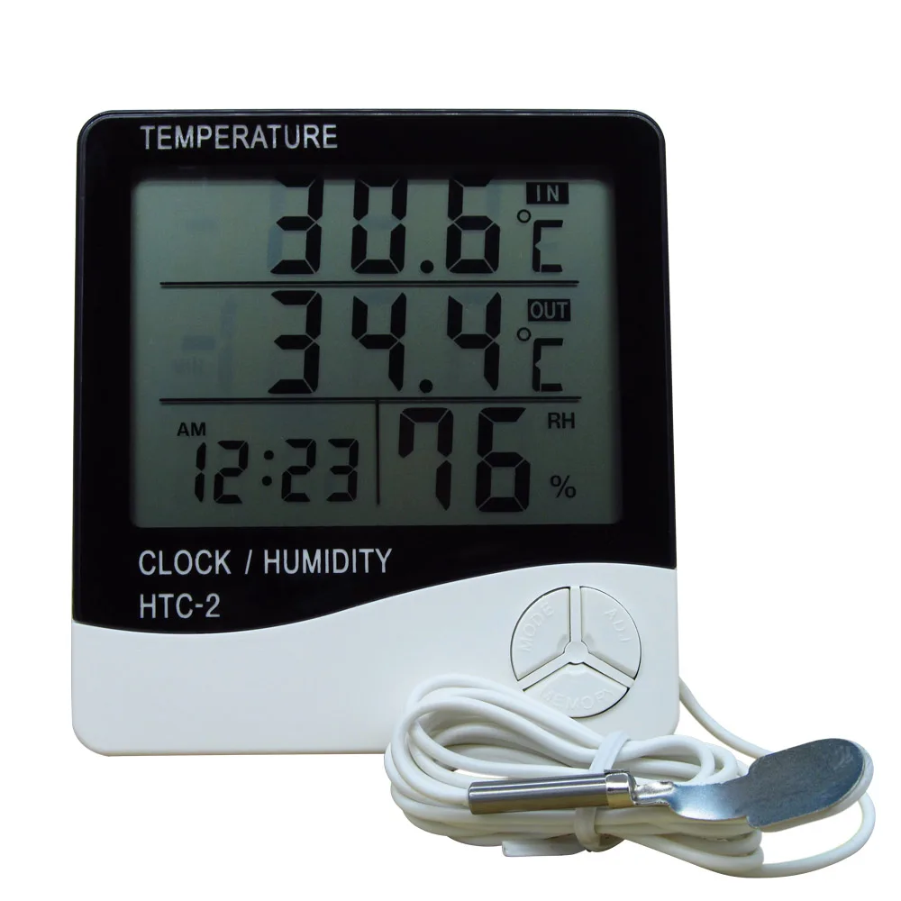 

Multifunction Clock Check Humidity Thermometer Hygrometer For Indoor/Outdoor Digital LCD Display Digital Convenient Thermometer