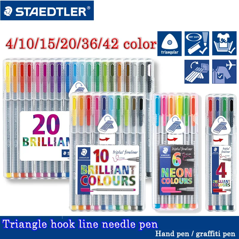 

Staedtler 4/10/15/20/36/42 Color Triplus Fineliner Marker 0.3mm 334 Fiber-Tip Metal Clad Tip Needle/ Gel Pen For Paint/Writing