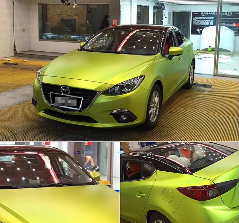 lemon green metallic vinyl film wrap-1