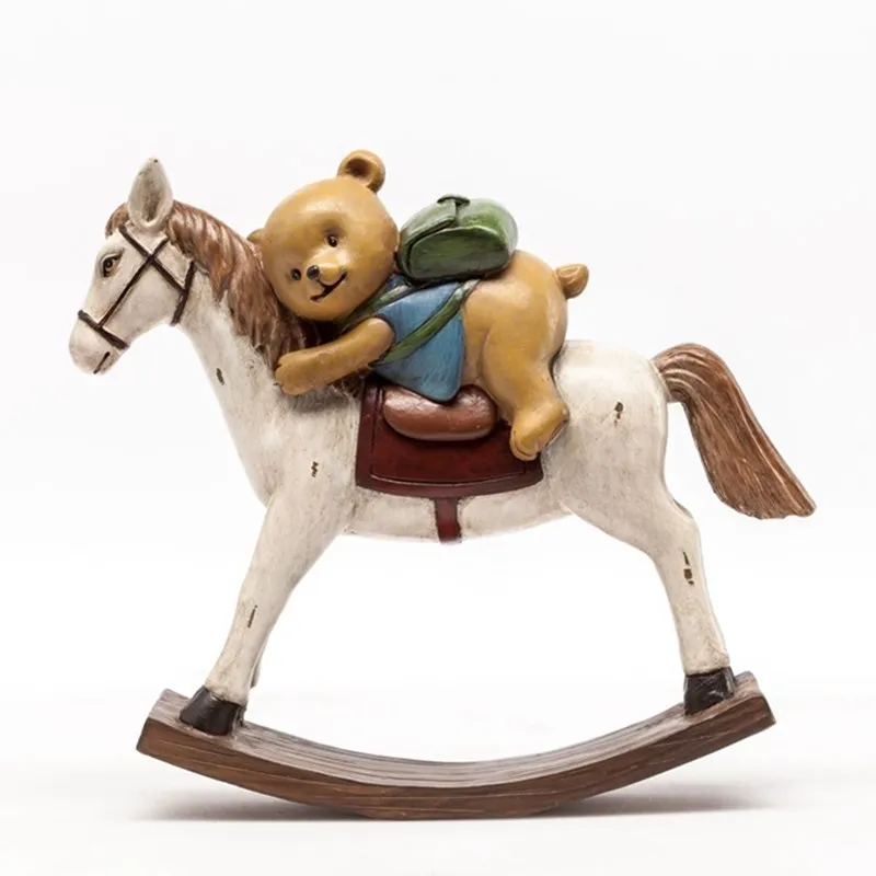 Американская деревенская креативная драпировка изделия из полимера подарки украшение рабочего стола Ретро медведь качающаяся лошадь аксессуары для дома украшения