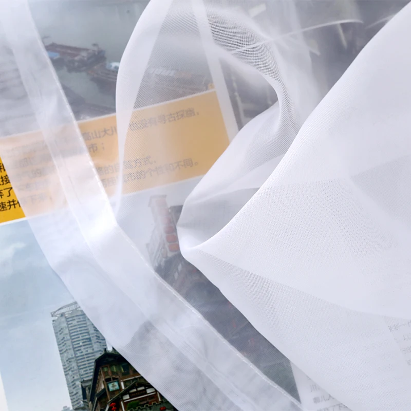 Тюлевые шторы для высоких окон однотонные прозрачные Занавески Из вуали с лентой