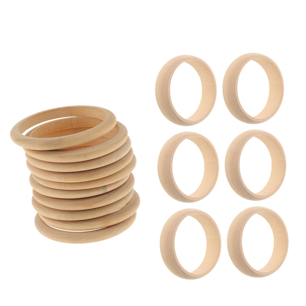 16 Pieces Unfinished Natural Wooden Wood Blank Bangle Bracelet DIY, 8mm, 22mm Wide