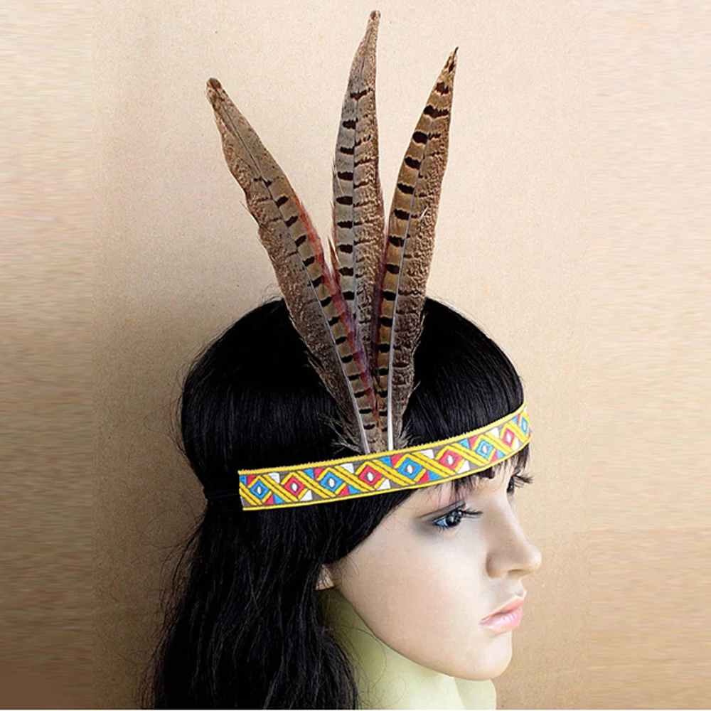 American Indian Hair Band Women and Kids Fashion Peacock Feather ...