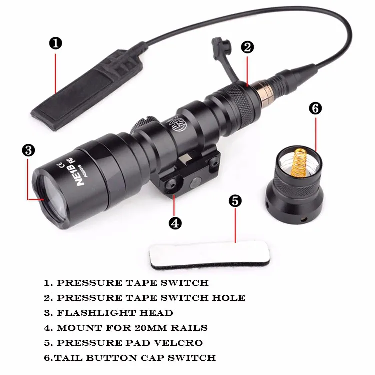 Lumens de Alumínio Elemento Airsoft Surefir Armas Luz Gunflashlight 200 Portátil Led Tocha Caça Lâmpada Ex399 M300aa 3 Elemento airsoft surefir m300aa armas luz gunflashlight
