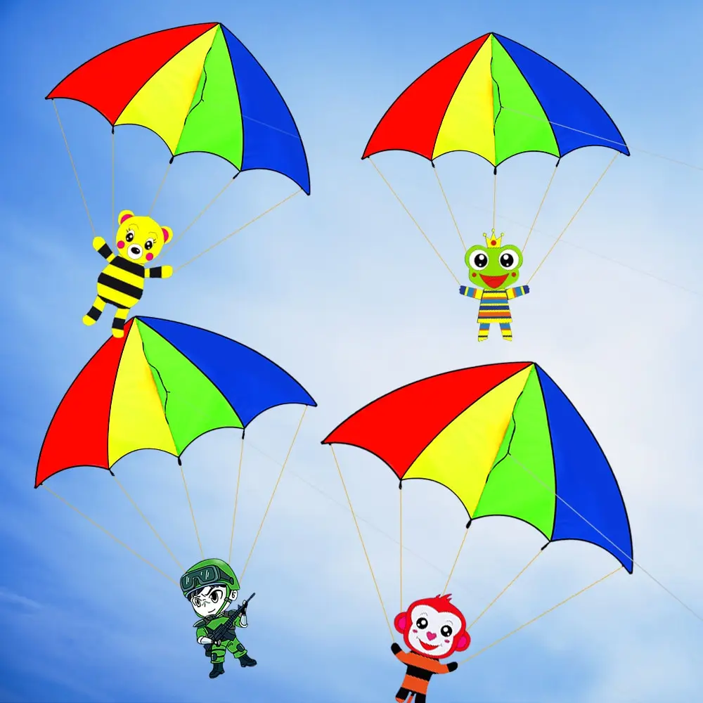 Красочный мультфильм парашют воздушный змей с одним леером воздушный змей с 30 м летающий линии пляжные сад для детей и взрослых