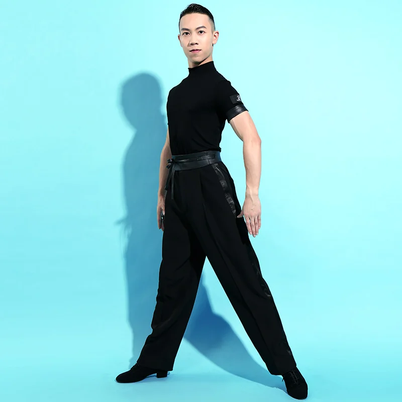 2018 New Men Wear For Latin Dance Tops Ballroom Cha Cha Rumba Jive Short Sleeve Latina Practice