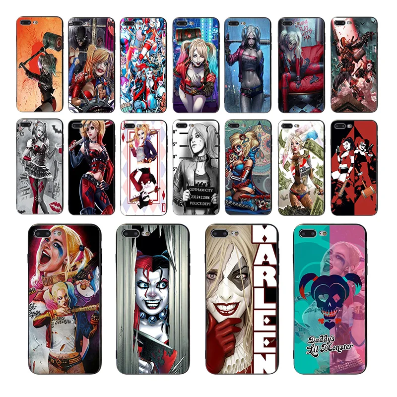

Soft black silicone mobile phone cases Dc comics Harley Quinn Pattern for iphone 6 6s 7 8 plus x xs xr xsmax 5s TPU cover shell