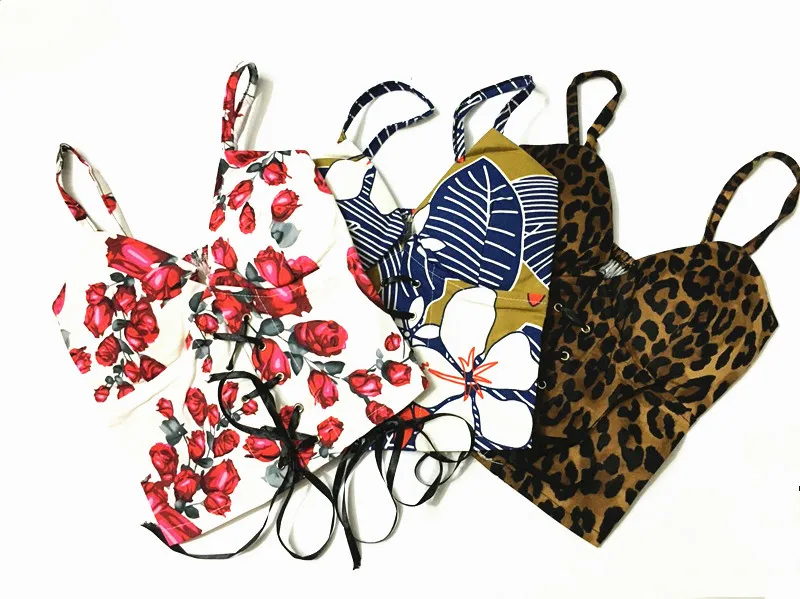 Cay trong Rose Leopard Dot женское Бюстье, укороченный топ, Клубная одежда на тонких бретелях, камуфляжные бюстье, корсеты, Bralatte