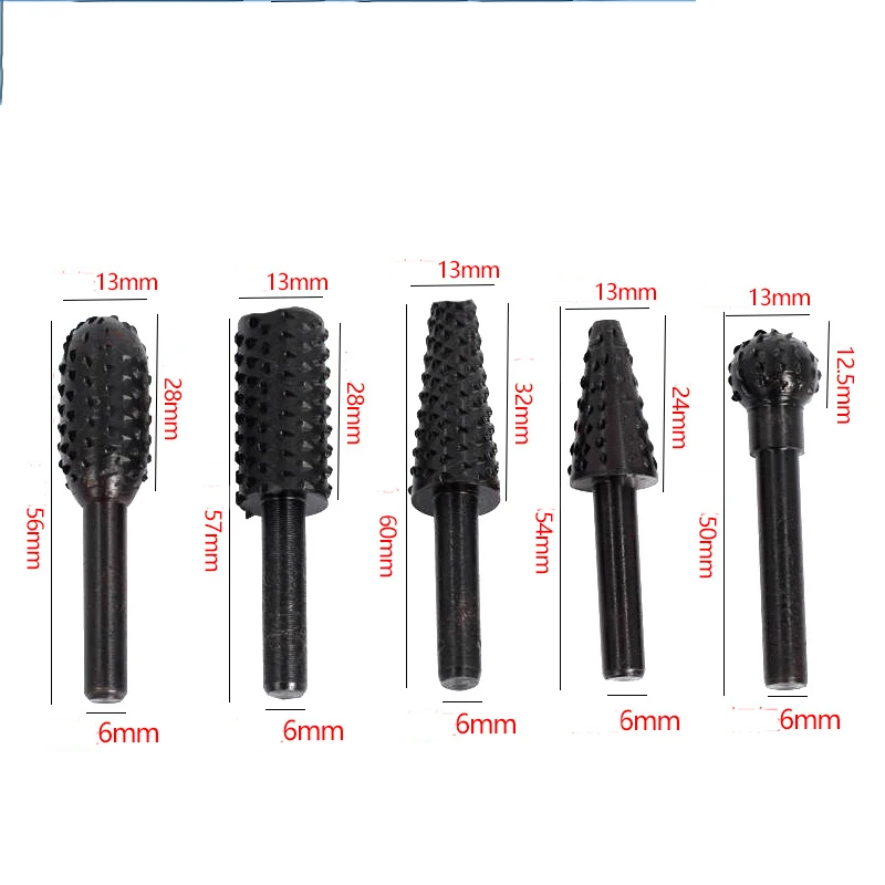 5pcs Steel Rotary Rasp File 1/4