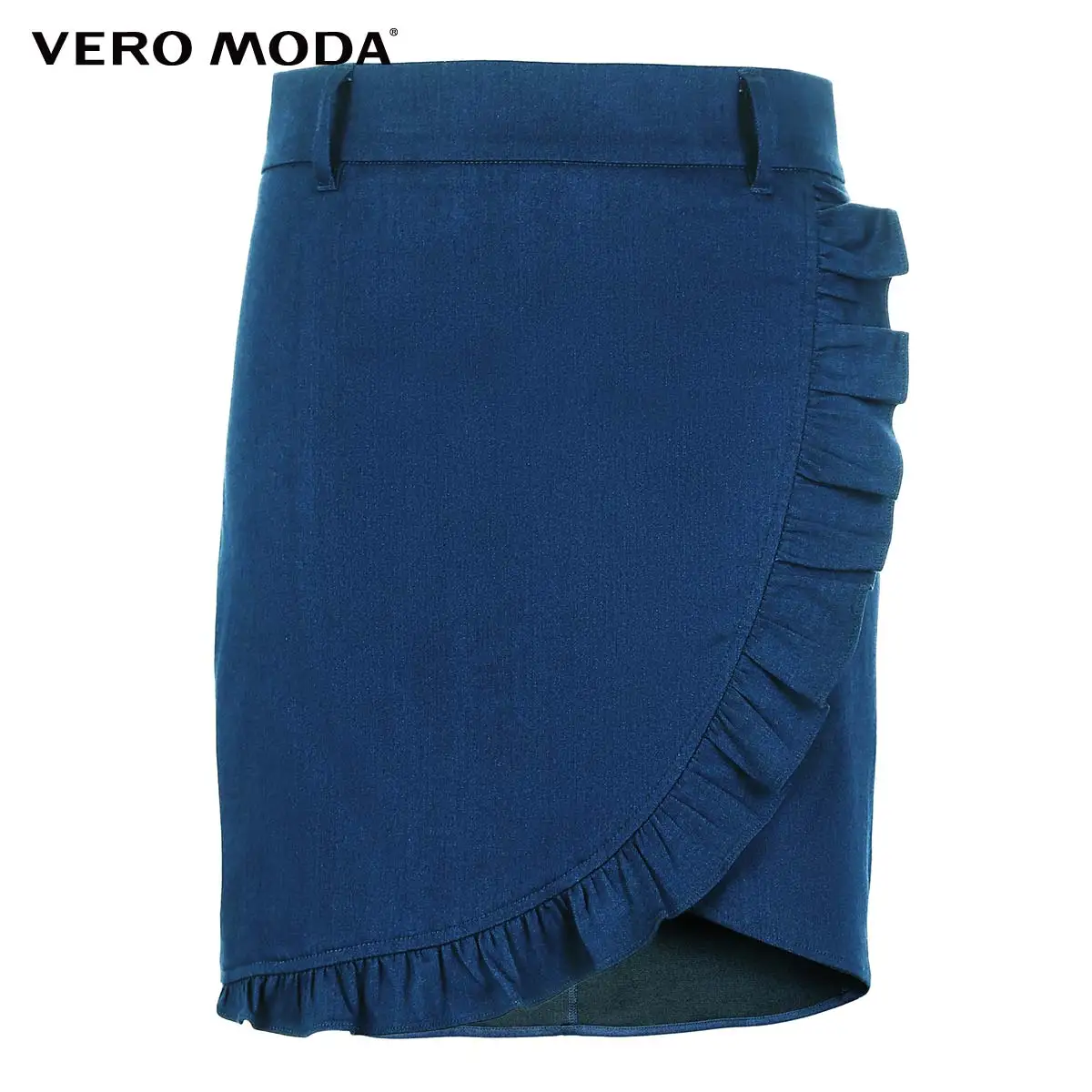 Vero Moda Women's Waist Belt Ruffled Bud Denim Midi skirt | 318337516