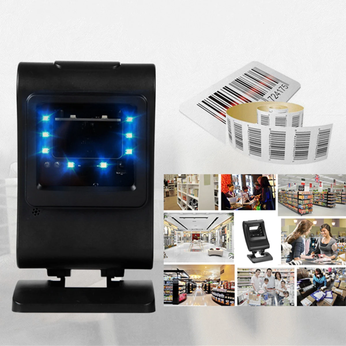 

New Arrival 1D 2D Barcode Scanner Mobile Payment Pro Dual LED Handheld Hands-free With USB Cable for Supermarket Shop Restaurant