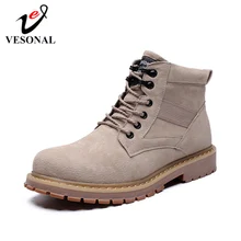 VESONAL/Новинка осени; мужские мотоциклетные ботинки из натуральной кожи; винтажные классические мужские повседневные ботинки
